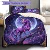 Purplemythicalcreature Pattern Bedding Quilt Set Quilt Cover Pillowcase Home Decoration Birthday Gift (1 * duvet cover + 2 * pillowcase, without core)
