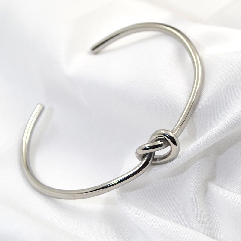 Metal Jade Love Knot Bracelet Titanium Steel Bracelet Open Rose Gold Hand Jewelry