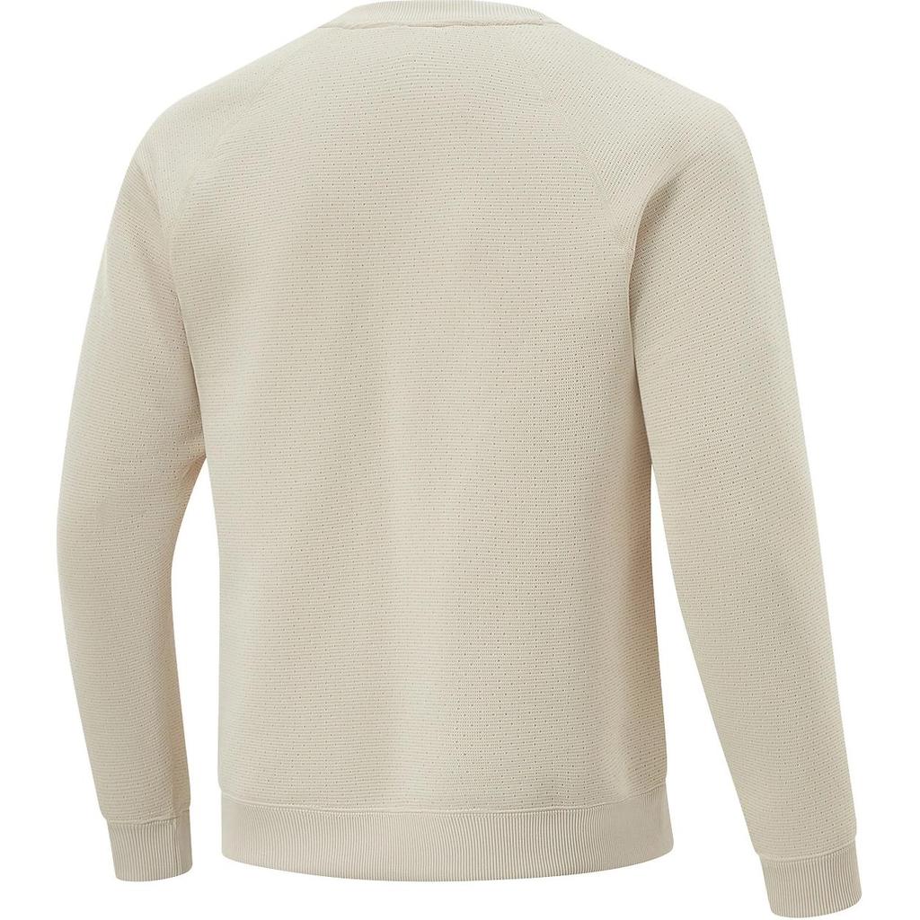 Li Ning Basketball Series Solid Color Logo Round Neck Comfortable Breathable Versatile Casual Sweatshirt Men Sweatshirt Oatmeal-Gray AWDU523-3