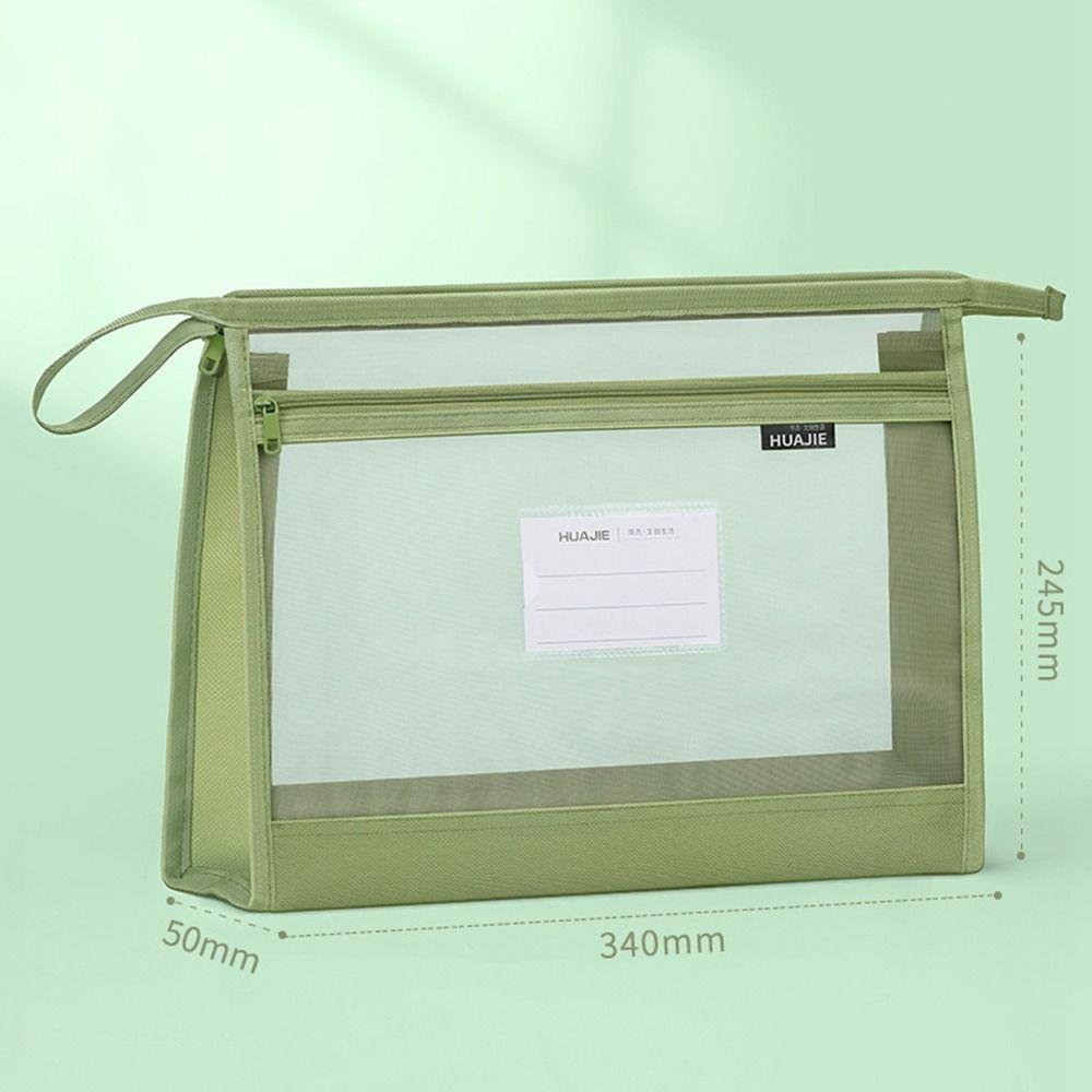 Transparent Mesh Zipper Pouch Bag Large Capacity Data Storage Bag  School Office Supplies