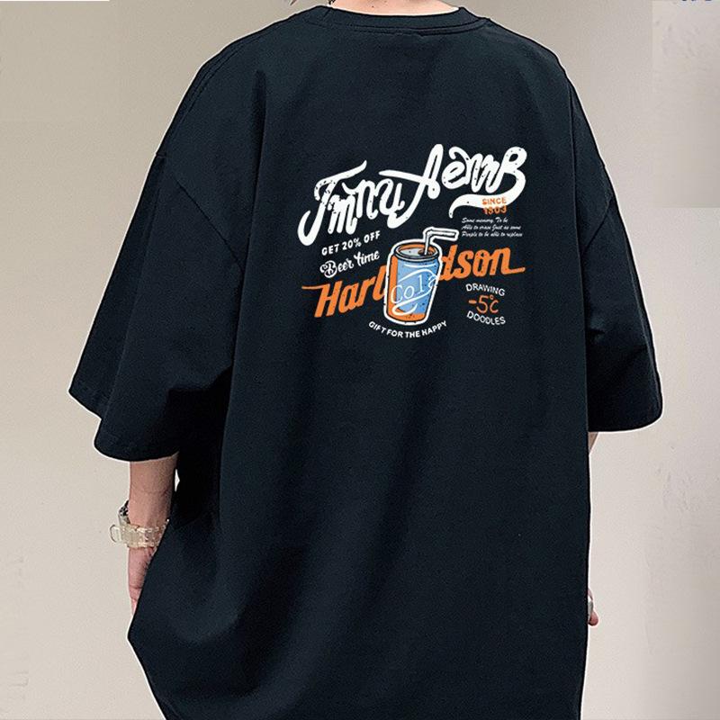 Cool Summer Men's Oversized Drop Shoulder T-Shirt Heavy Cotton Man Streetwear Tee