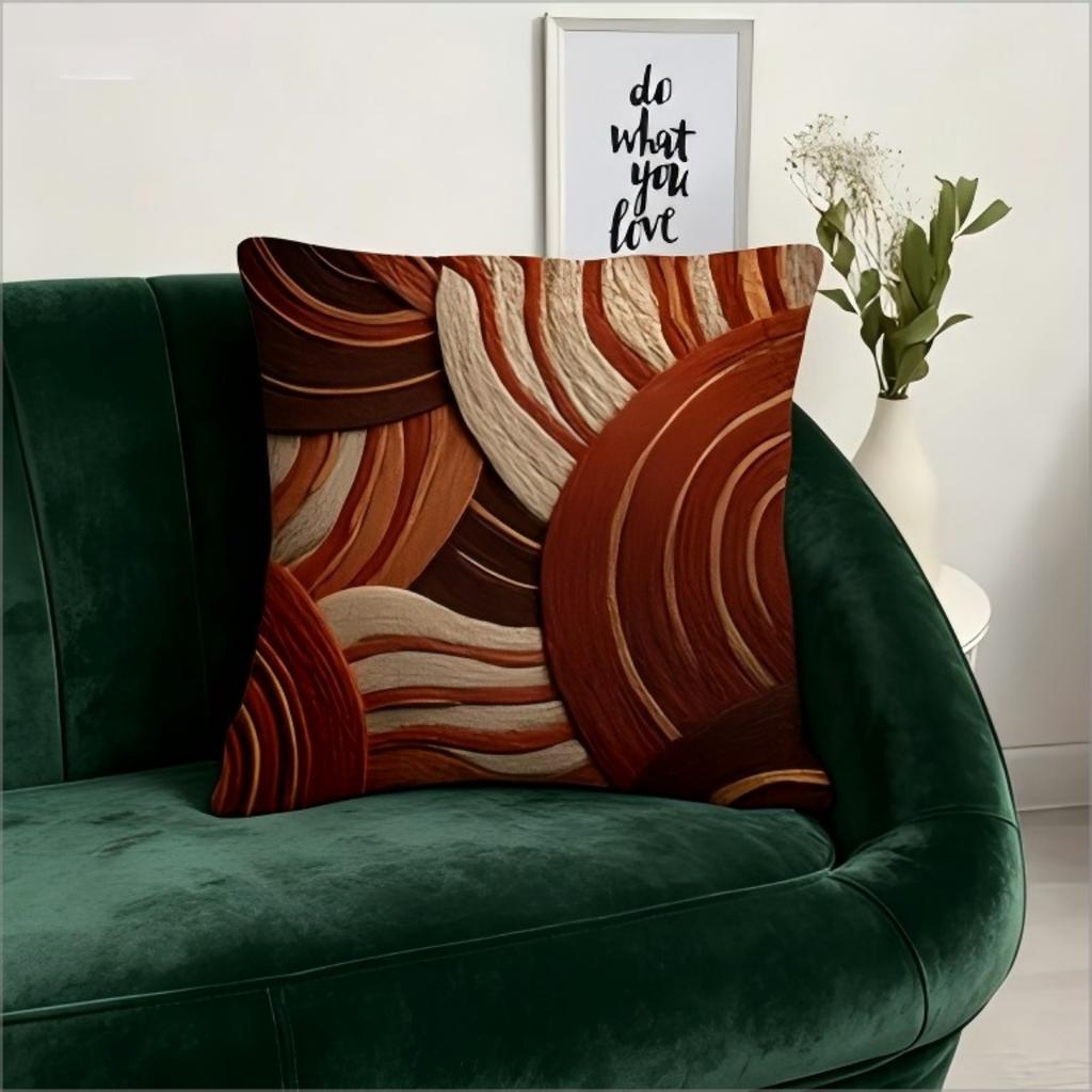 2D Gedruckter Boho Terrakotta Abstrakt Kissenbezug Gewebte Textur 2D Effekt Weicher Zierkissenbezug Für Moderne Wohnkultur Geschenk