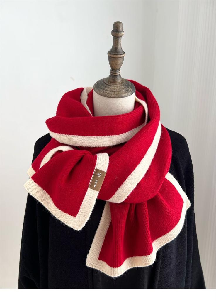 Designer Style High-end Color Matching Knitted Warm Scarf Women's Winter Fashion Versatile Scarf Temperament Men