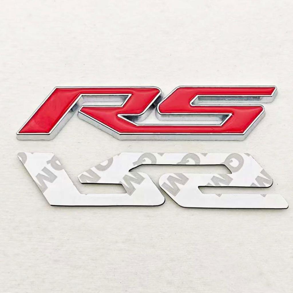 3D Metal RS Logo Badge Sticker Front Grill Emblem Rear Trunk Decal Car Accessories High-Quality Accessories are Suitable for Most Vehicle Models