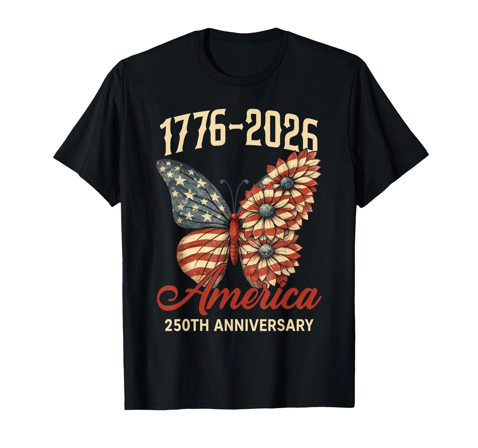 1776-2026 250th Anniversary Vintage Butterfly 4th of July T-Shirt 4XL