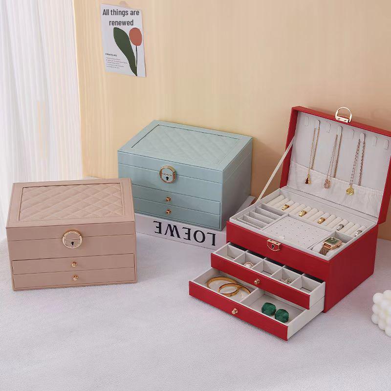 

Cross-Border Diamond-Shaped Three-Layer Jewelry Organizer Box 23x17x13.5 cm