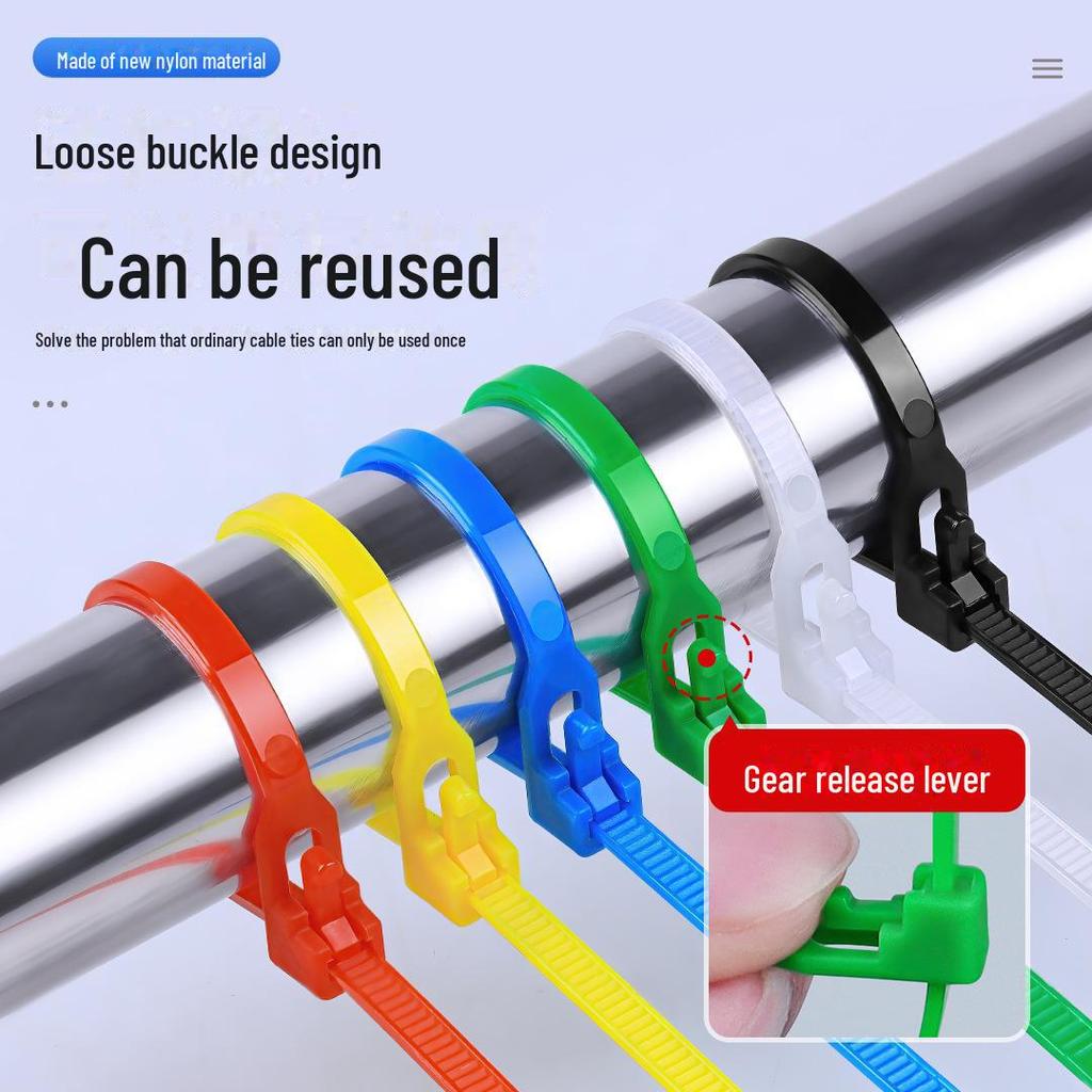 Releasable Nylon Cable Tie 4x150mm, Black & White, Reusable & Adjustable