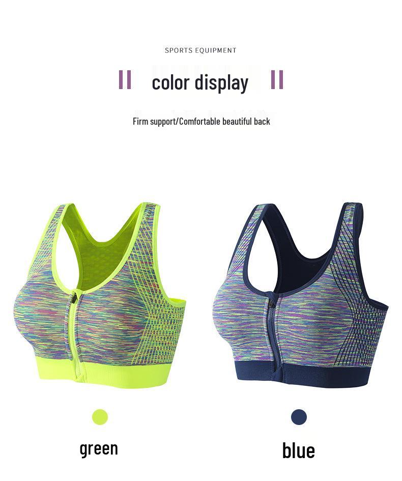 Wireless Women's Sports Bra - Quick-Dry, Shockproof, Zipper Style for Running & Yoga