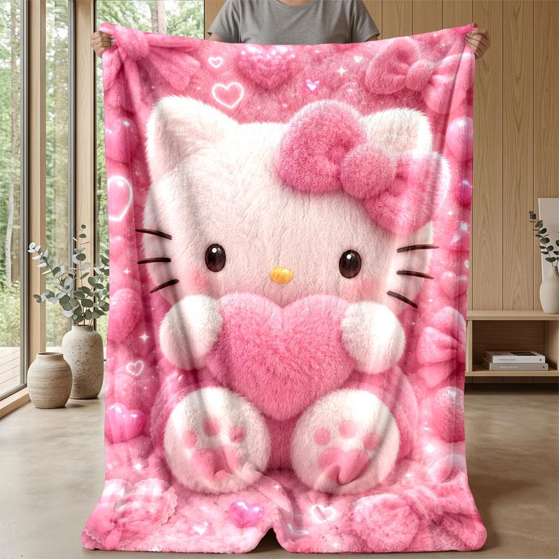 Soft Flannel Blanket Lightweight Cozy Bedroom Living Room CoverHello Kitty