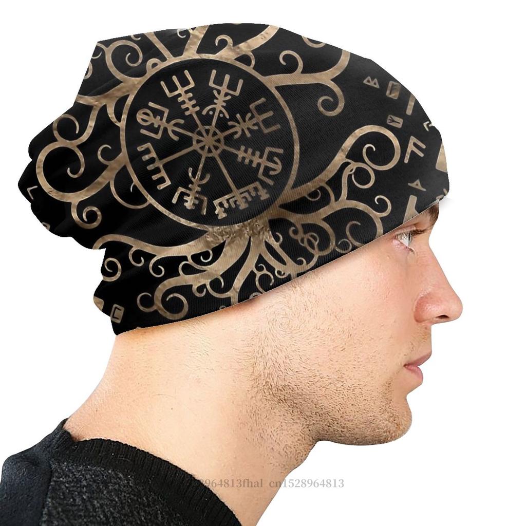 Viking Knitted Hat Vegvisir Tree Of Life Yggdrasil And Runes Beanie Caps For Unisex Women Skullies Beanies Ski Caps Bonnet Hats