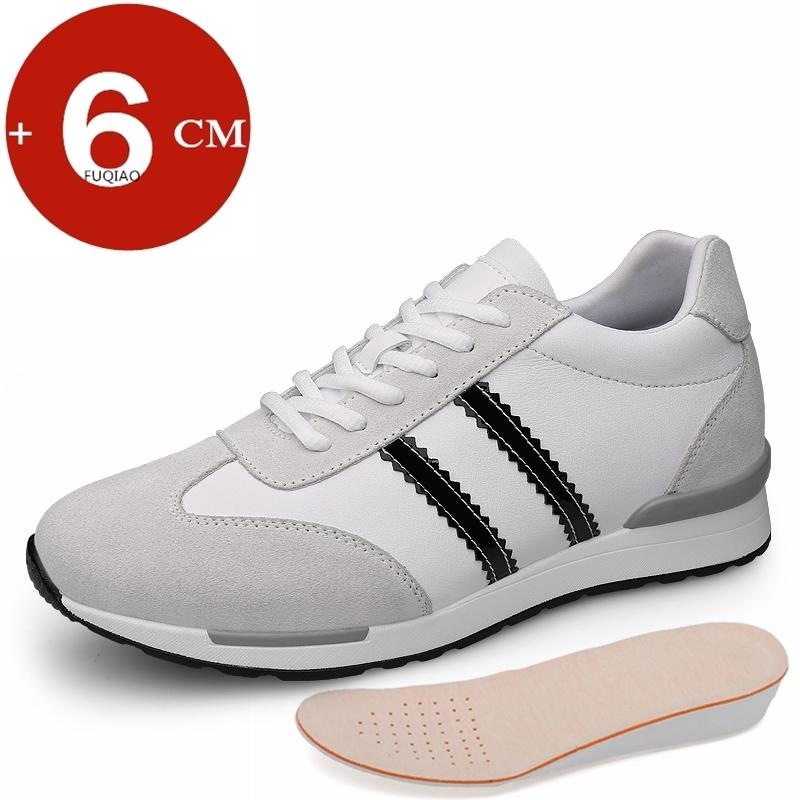 Suede Leather Men Height Increasing Shoes Elevator Sneakers 6cm White Black Shoes Taller Men Leisure Shoes Lift Sports Luxury