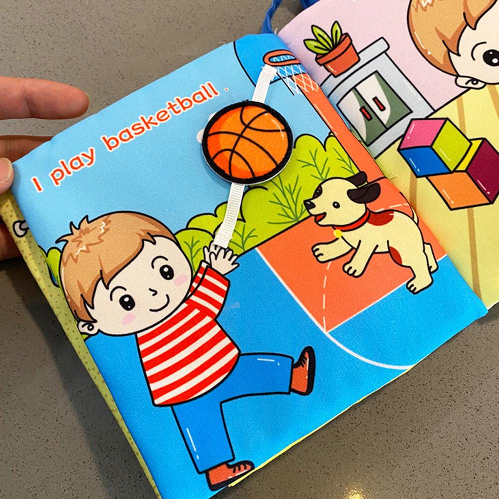 Fabric Montesorii Crinkle Book with Drawings and Sound for Kid New Born Babies From 0 To 12 Messes Brinquedos 1year Learning Toy