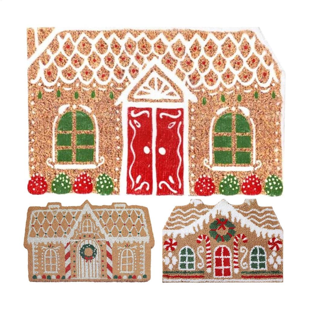 Christmas Front Door Mat Indoor Floor Entrance Doormat Gingerbread House Door Pad for Shower Floor Living Room Kitchen Porch