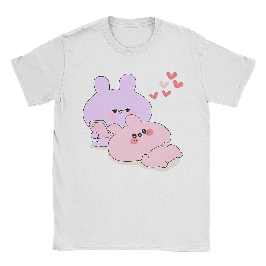 Funny Pink and Blue Cutest Love Couple Together Tshirts Men Cotton Short Sleeve Asamimichaan Cute Asamimi O-neck Summer Clothes