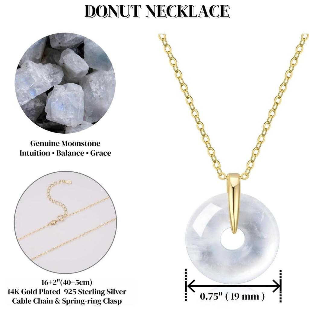 [KOAI] Moonstone Pea Disc June Birthstone Power Stone Necklace for Women