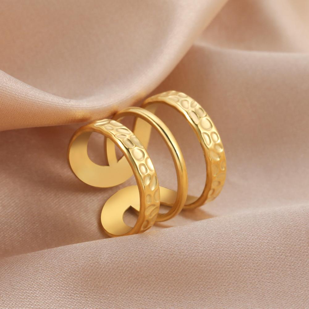 Stainless Steel Women Rings Geometric Heart Aesthetic Adjustable Open Finger Ring Fashion Party Jewelry Gifts