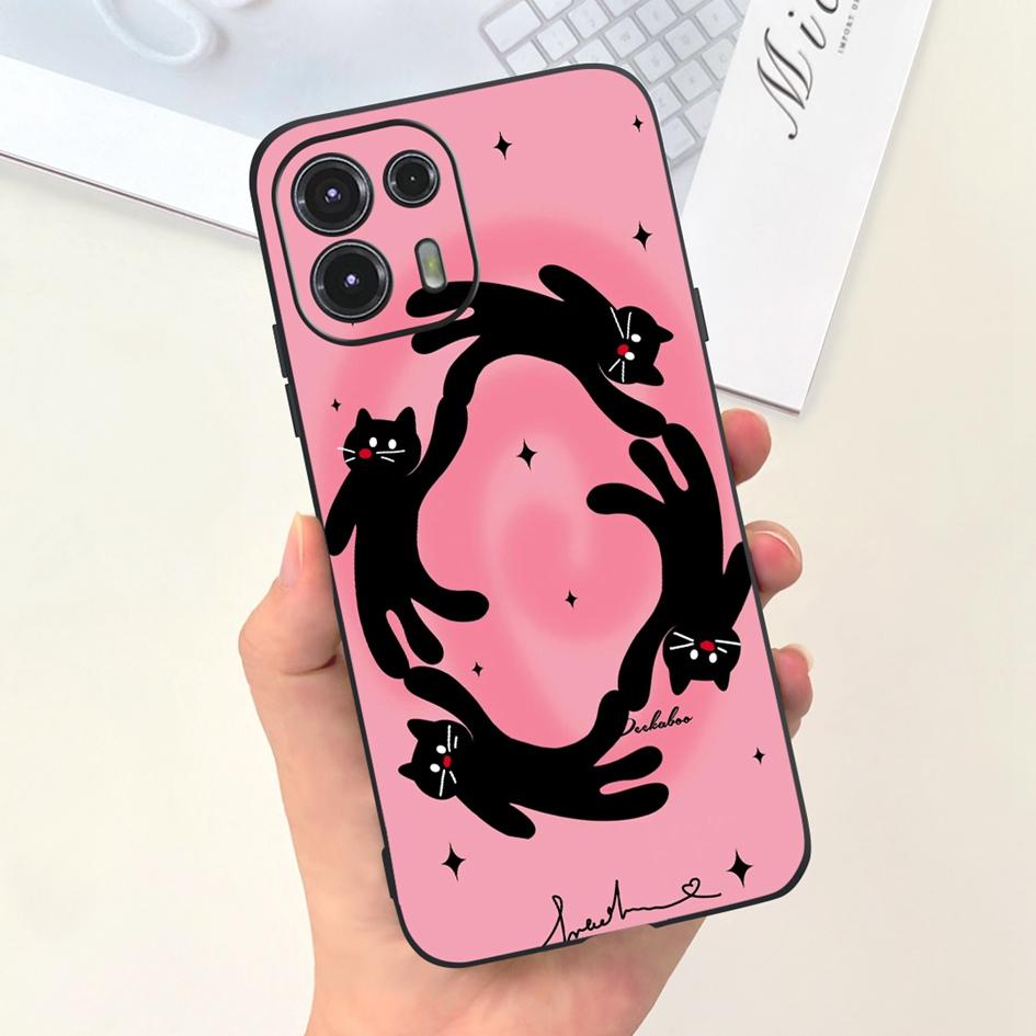 For Moto Edge 20 Lite Case  XT2139-1 Funda Fashion Painted Black Soft Silicone Protector Cover For Motorola Edge 20 Fusion Coque