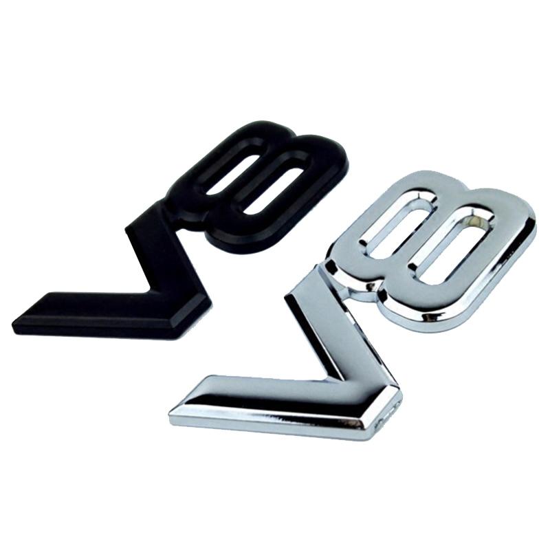 3d Metal Chrome Black Car Letters V8 Logo Engine Displacement For Land Cruiser Fender Trunk V8 Emblem Badge Sticker Accessories