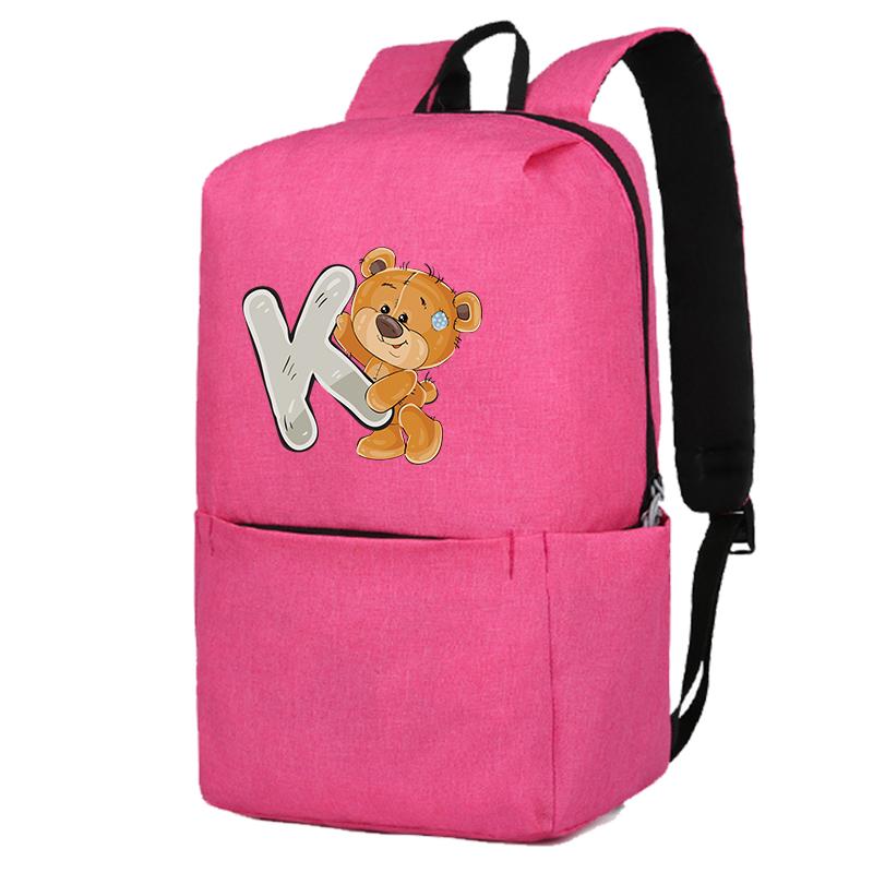 Încântător ursuleț cu 26 de litere englezești, geantă de școală pentru fete, rucsacuri de pânză pentru cosplay, pentru copii, geantă pentru copii înapoi la școală