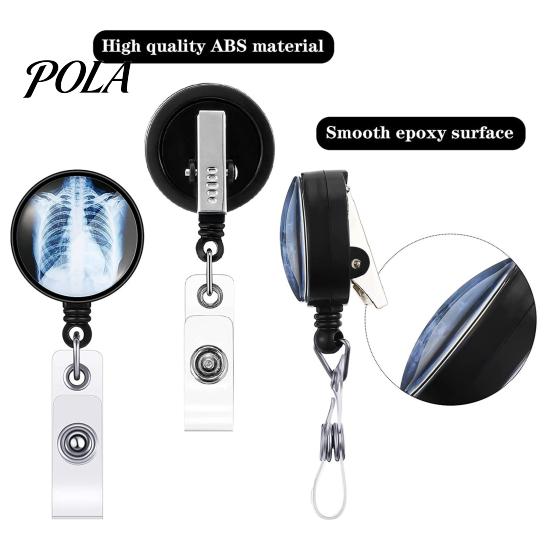Nurse ID Holder Radiology Badge Reel, Retractable Skeleton with Clip, Chest Anatomy Reel Skull Bones Patterns Name Card for Doctor Cards