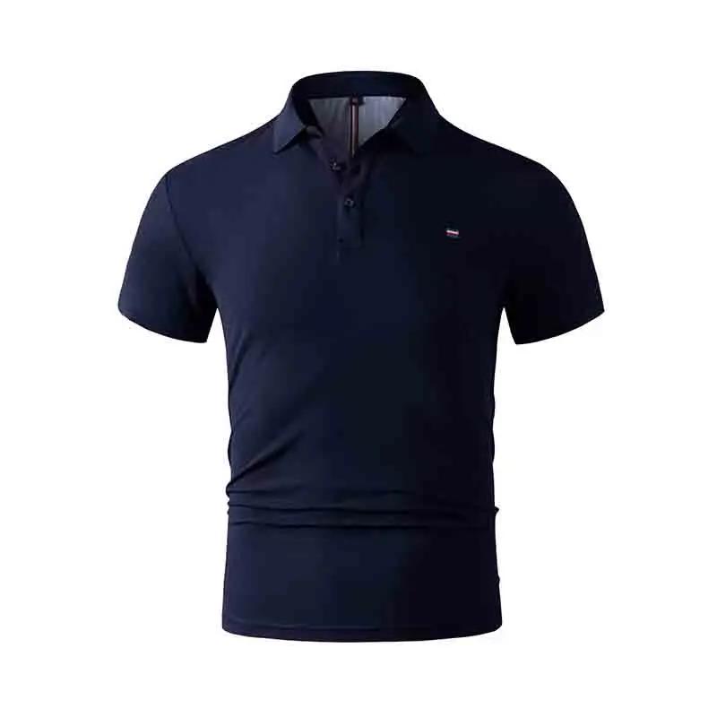 

New Men s Casual and Fashionable Embroidered Short Sleeved Polo Shirt High-end Business Summer Comfortable Versatile Top M темно-синього кольору