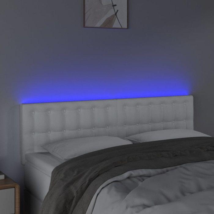 VidaXL Tête de Lit à LED Meuble de Chambre à Coucher Accessoire de Lit Double Tête de Cadre de Lit Intérieur Blanc 3121703