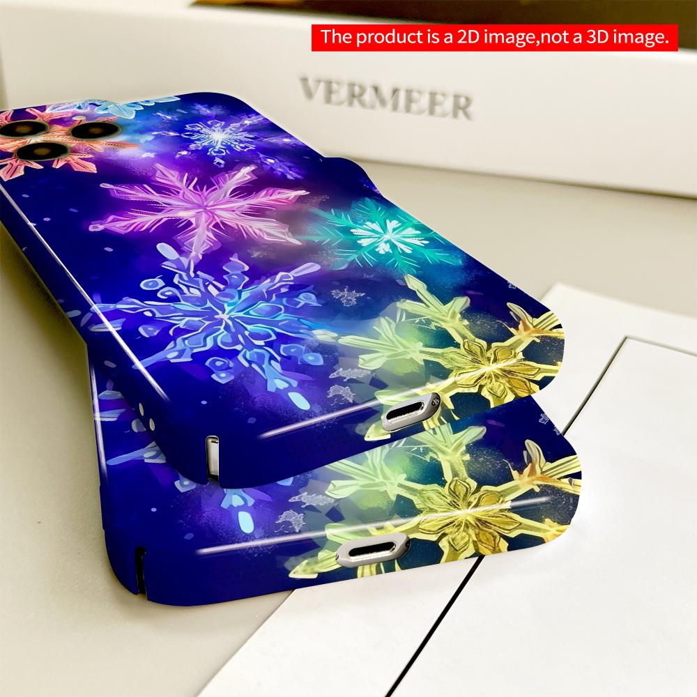 2DFlat Rainbow Snowflakes Dream Phone Case All inclusive film hard phone case, compatible with iPhone 18 Pro Max 17 16 15 14 13 12 11