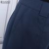 ZANZEA Women Casual High Waist Solid Color Loose Cropped Pants