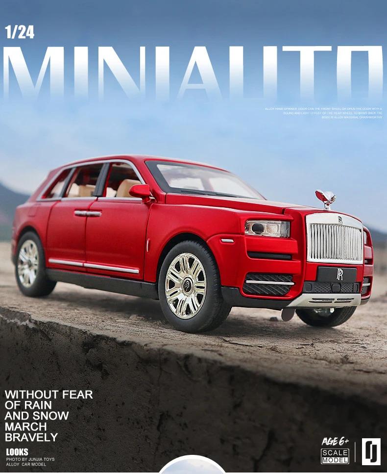 ABBU1 1:24 Rolls Royce Cullinan Alloy Car Model Large Size Simulation SUV Metal Car Model Pull Back Scale Miniatur