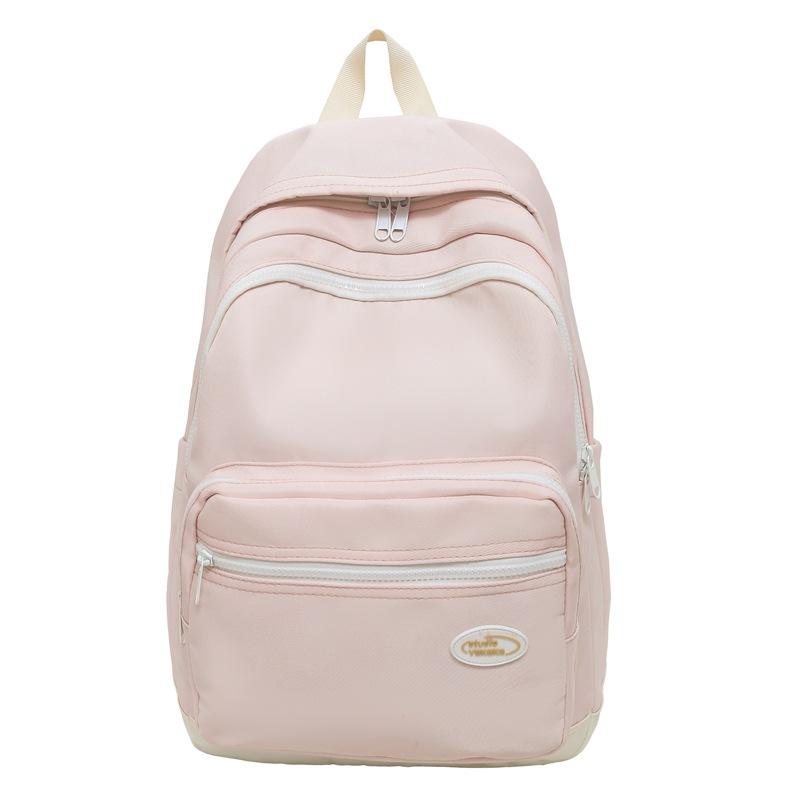 New Tide Simple Solid Color Light Leisure Backpack High Value Junior High School Students Large Capacity Backpack.
