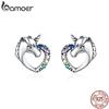 BAMOER Hypoallergenic Stud Earrings for Girls Women S925 Sterling Silver Love Heart Cute Animal CZ Unicorn Gifts for Girl Women
