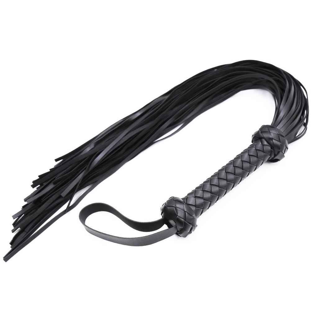 Leather Tassel Whip for Adult Play - Black & Red Flirting Toy for Men and Women