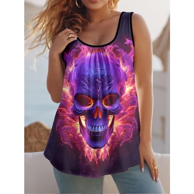 Summer Creative Colorful Beautiful Butterfly Print Women's Sleeveless Vest Casual Loose Fashionable Comfortable Vest
