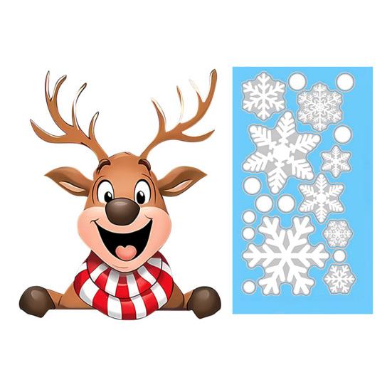 Static Cling Decals Christmas Window Clings, Reusable with Santa Snowman Snow Removable House Designs, Double Sided Glass Stickers for Holiday