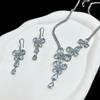 Pendientes Colgantes de Mariposa y Flor de Zirconia Aguja de Plata Diseño de Lujo Ligero Pendientes Premium