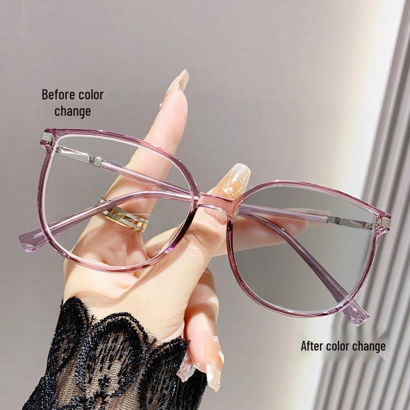 

Women s Fashion Photochromic Blue Light Blocking Glasses - Large, Colorful Frames for Myopia
