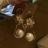 Zircon Flower Water Drop Pearl Earrings Exquisite Stud Earrings Light Luxury High Sense Fashion Temperament Earrings Women