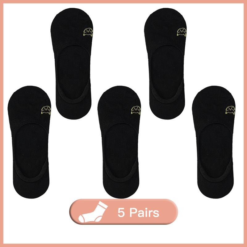 5Pairs/Lot Women Silicone Non Slip Invisible Socks Summer Solid Color Low Cut Boat Sock Female Cotton No Show Slipper Socks