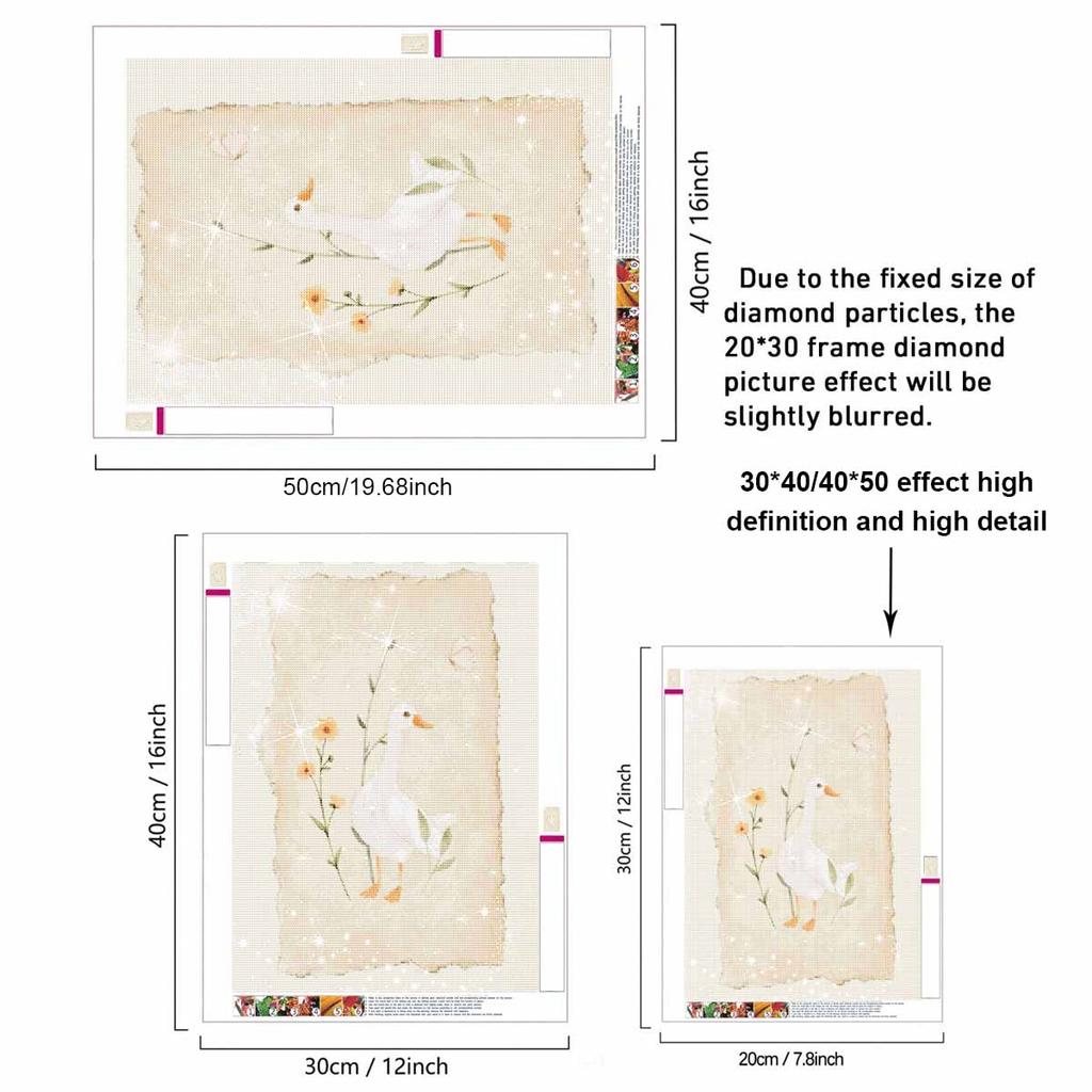 DIY Diamond Art Kit for Beginners Cute White Goose with Flowers Round Drill Full Drill Rhinestones Embroidery 30x40cm Home Wall Decor Gift Adults
