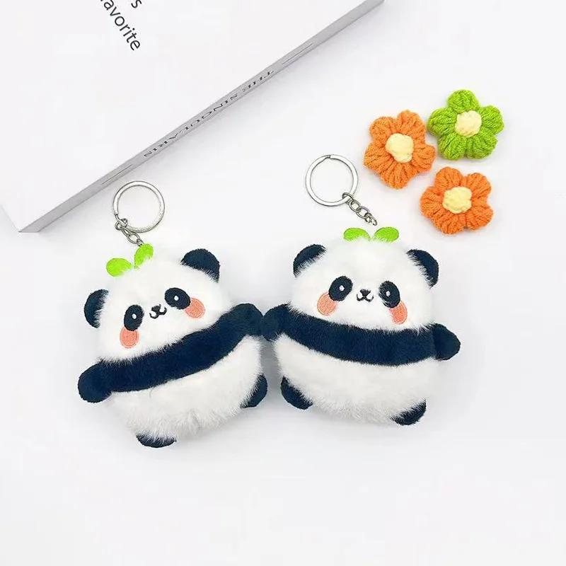 Cute 11cm Panda Plush Plaything Compact Pendant Stuffed Animals Soft Doll Fluffy Bag Pendants children Birthday Present Keychain