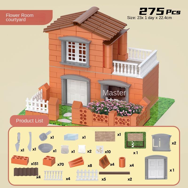 Creative DIY ילדי צעצועי בניין בלוקים דגם סט סימולציה בוץ לבנים ואריחים בתי להרכיב צעצוע מתנת יום הולדת לילד מבוגר