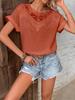 Chiffon Loose Solid Dot Chiffon Cedar Pullover T-shirt Butterfly Sleeve Top Women's Clothing