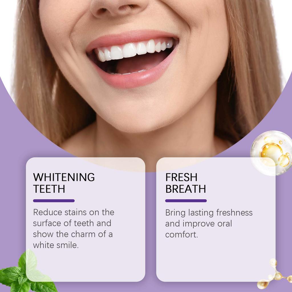 Jaysuing Purple Whitening Teeth Powder 50g - Deep cleans teeth, brightens and whitens teeth, removes stains, protects enamel, and freshens breath.