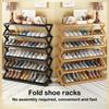 Folding Shoe Rack Multi-tier Shoe Rack for Entryway Balcony Potted Plant Shelves Simple Assembly Shoe Rack Make Of Bamboo