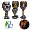 Medieval Fantasy Tankard Horrible Resin Stainless Steel Skull Goblet, Retro Skeletal Wine Gothic Cup Cocktail Glasses, Vintage Whiskey for Halloween