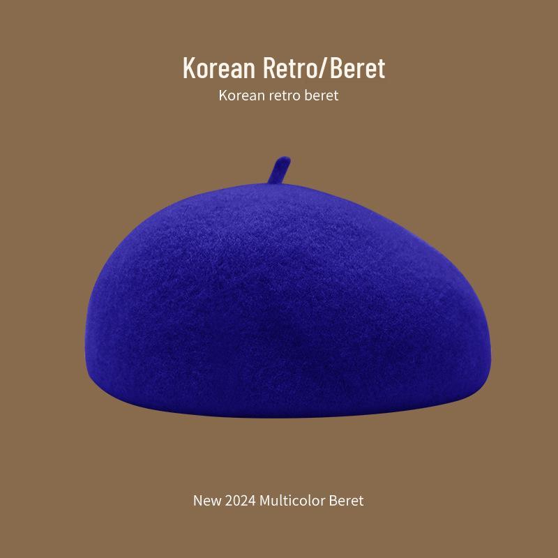 Korean Style Women's Wool Knit Beret – Warm Retro Octagonal Hat