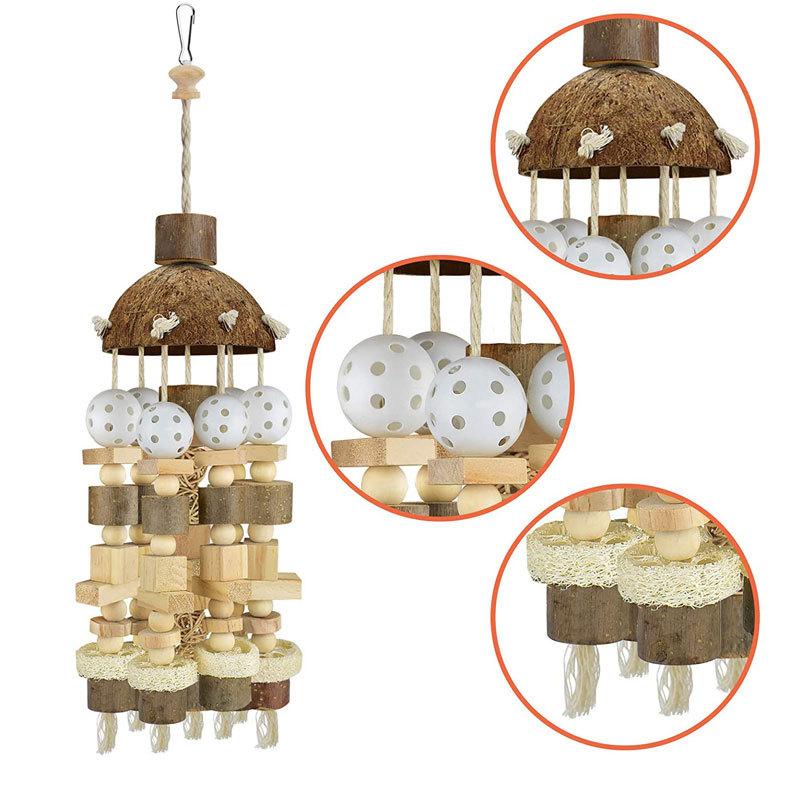 Toys Bird Biting Supplies Wooden Coconut Shell Logs Cross-border Exclusive Supply designed for Large Parrot Bird Toys