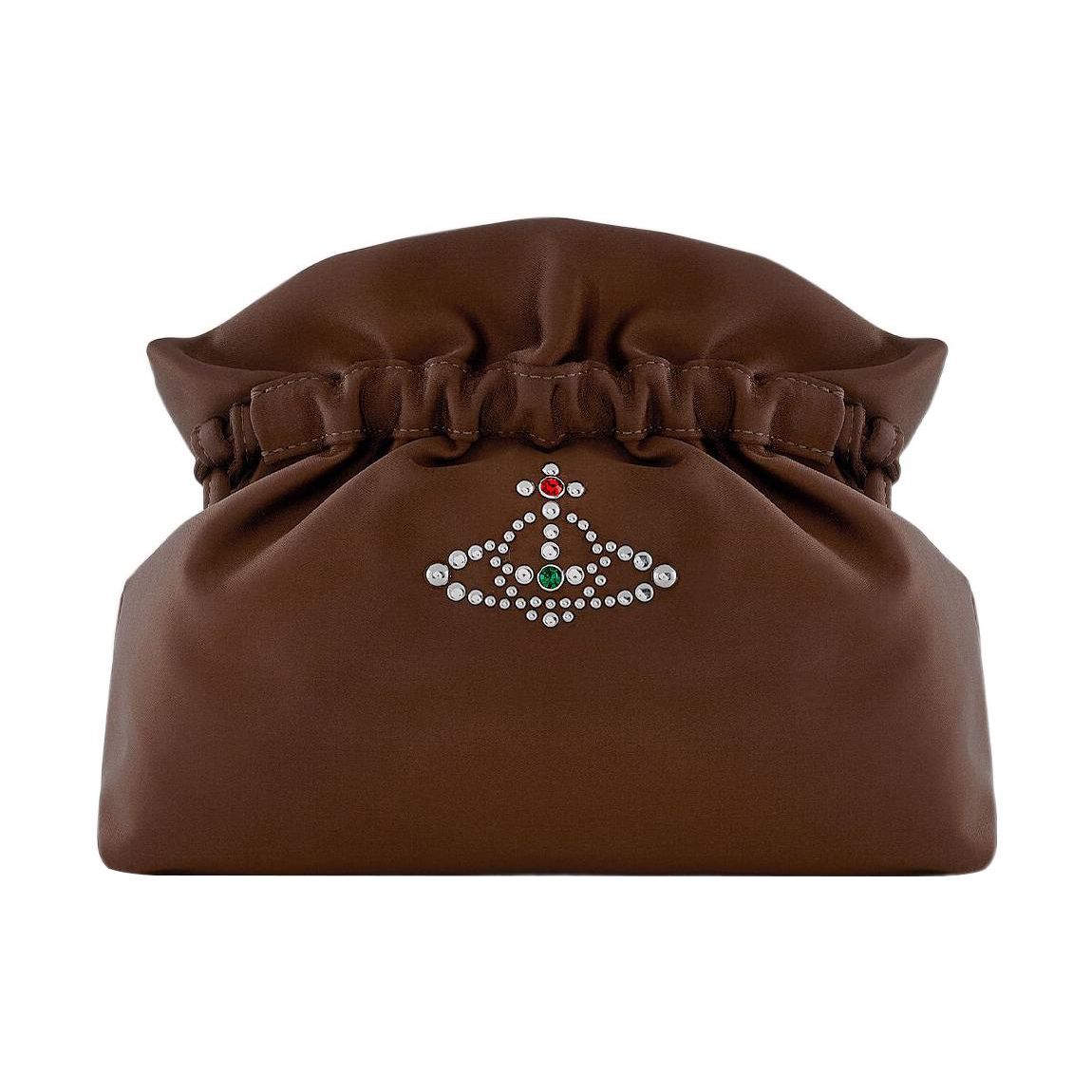 

VIVIENNE WESTWOOD Eva Kiss Lock Clutch With Detachable Chain Detail Women Shoulder Bag Brown 44020001W00CKD403 Shopping Bag Set(Basic Set+Shopping Bag)
