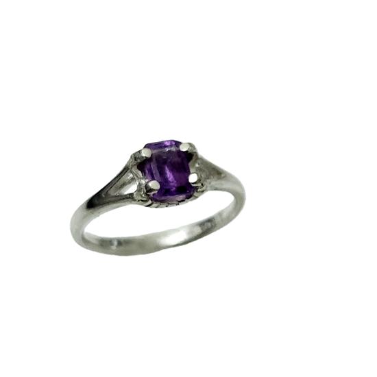 Natural Amethyst Gemstone 925 Sterling Silver Designer Ring Size 4.5 US