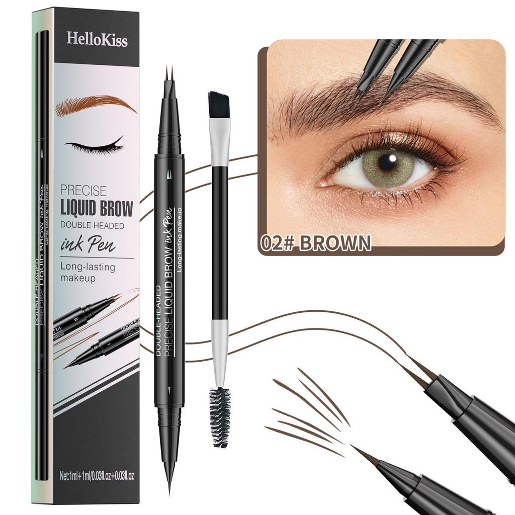 Natural and Smooth Wild Eyebrow Two-headed Eyebrow Pencil, Waterproof, Sweat-proof and Non-smudging Double-headed Eyebrow Pencil